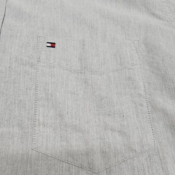 TOMMY HILFIGER Mens Gray Classic Fit Cotton Button Down Shirt Size Large - Picture 4 of 7